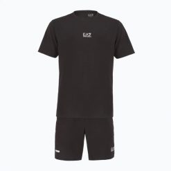 Zestaw koszulka + spodenki EA7 Emporio Armani Ventus7. Czarne topy sportowe damskie EA7 Emporio Armani, m, bez wzorów, z elastanu, bez ramiączek. Za 509.99 zł.