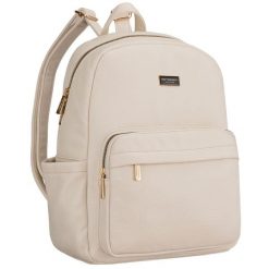 Duży plecak damski ze skóry ekologicznej beżowy miejski do pracy mieści A4 Peterson PTN MBP-11-F19. Brązowe plecaki damskie Peterson, bez wzorów, ze skóry ekologicznej, biznesowe. Za 89.99 zł.
