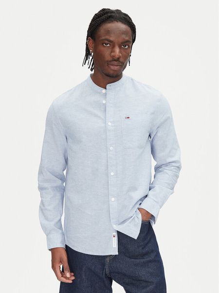 Tommy Jeans Koszula DM0DM20876 Niebieski Regular Fit. Niebieskie koszule męskie Tommy Jeans, m, bez wzorów, z bawełny, bez kołnierzyka, bez ramiączek. Za 199.99 zł.