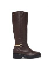 Tommy Hilfiger Oficerki Th Stud Leather Knee Riding Boot FW0FW09608 Brązowy. Brązowe kozaki damskie Tommy Hilfiger, ze skóry, bez obcasa, na płaskiej podeszwie. Za 1,299.00 zł.