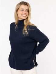 Zwillingsherz Sweter w kolorze granatowym rozmiar: M. Niebieskie golfy damskie Zwillingsherz, m, bez wzorów, ze splotem, bez ramiączek. Za 188.85 zł.