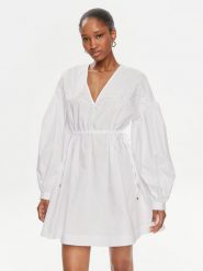 Pinko Sukienka codzienna Ace Ventura Abito 103723 A1XO Biały Regular Fit. Białe sukienki damskie Pinko, na co dzień, m, bez wzorów, z bawełny, bez kołnierzyka, bez ramiączek, proste. Za 659.99 zł.