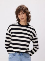 Bluza regular w paski - czarny. Czarne bluzy bez kaptura damskie Reserved, l, z dzianiny. W wyprzedaży za 49.99 zł.