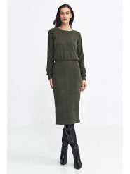 Nife Sukienka w kolorze khaki rozmiar: 42. Brązowe sukienki damskie Nife, bez wzorów, bez kołnierzyka, bez ramiączek, midi. Za 192.79 zł.