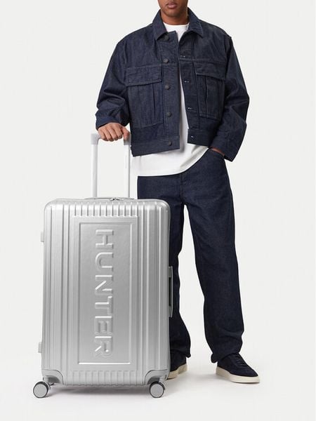 Hunter Walizka duża CEO-HUNTER-L-002-08-SILVER Srebrny. Szare walizki Hunter, bez wzorów, z tworzywa sztucznego, duże. Za 399.99 zł.