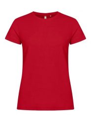 Clique Basic-T Women dopasowana koszulka z bawełny. Czerwone t-shirty damskie CLIQUE, m, bez wzorów, z bawełny, bez kołnierzyka. Za 97.35 zł.