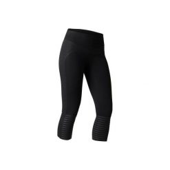 Legginsy Gym & Pilates 7/8 560 damskie. Czarne legginsy damskie DOMYOS, l, bez wzorów, z bawełny, z podwyższonym stanem, na fitness i siłownię. W wyprzedaży za 64.99 zł.
