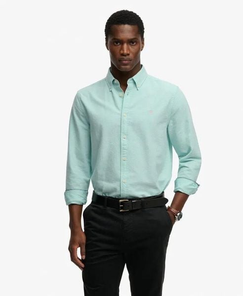 Superdry Koszula Preppy Oxford z Długim Rękawem z Bawełny Organicznej. Zielone koszule męskie Superdry., s, bez wzorów, z bawełny, bez kołnierzyka, bez ramiączek. Za 274.35 zł.