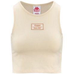 Damski tank top Kappa Authentic Stew Organic. Białe topy damskie Kappa, bez wzorów, z bawełny, bez kołnierzyka. Za 181.50 zł.
