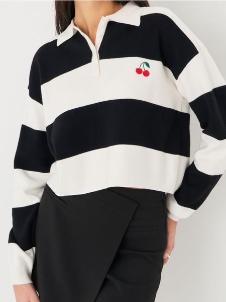 Sweter z kołnierzykiem - wielobarwny. Swetry klasyczne damskie Sinsay, l, bez kołnierzyka. Za 39.99 zł.