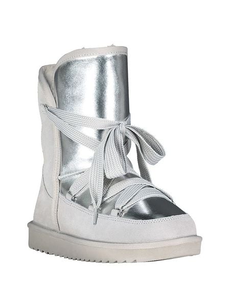 Geographical Norway Kozaki zimowe "Omondor" w kolorze srebrno-szarym rozmiar: 40. Szare kozaki damskie Geographical Norway, z futra, bez obcasa. Za 226.77 zł.