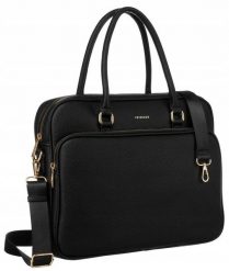 Torba na laptopa Peterson PTN 1101 czarna. Czarne torby na laptopa damskie Peterson, bez wzorów, ze skóry ekologicznej. Za 189.99 zł.