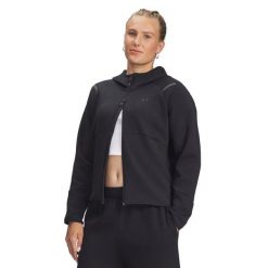 Damska bluza dresowa zapinana na zamek Under Armour Unstoppable Fleece. Czarne bluzy sportowe damskie Under Armour, l, bez wzorów, z bawełny, bez ramiączek, długie, z kapturem. Za 480.35 zł.