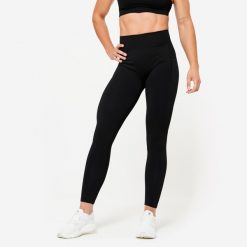 Legginsy fitness damskie Domyos Push Up. Brązowe legginsy damskie DOMYOS, l, bez wzorów, z elastanu. W wyprzedaży za 39.99 zł.