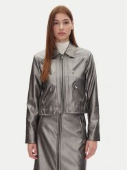 DKNY Kurtka z imitacji skóry P4JJ6XJA Srebrny Regular Fit. Szare kurtki damskie DKNY, xs, bez wzorów, ze skóry, bez kaptura. W wyprzedaży za 349.99 zł.