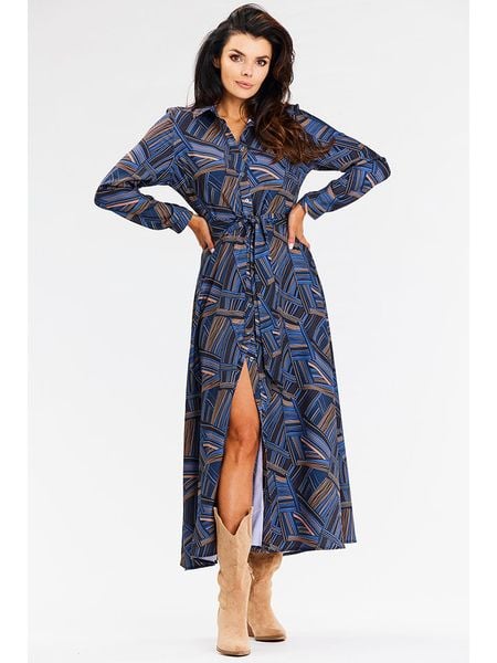 Awama Sukienka w kolorze granatowym rozmiar: M. Niebieskie sukienki damskie Awama, m, bez wzorów, bez kołnierzyka, bez ramiączek, maxi. Za 171.68 zł.