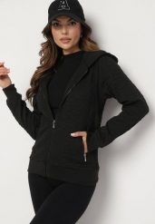 Czarna Rozpinana Bluza z Dodatkiem Bawełny Ozdobiona Troczkami Arsolina. Czarne bluzy bez kaptura damskie Born2be, m, z bawełny. Za 89.99 zł.