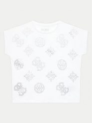Guess T-Shirt J4YI25 K6YW4 Biały Boxy Fit. Białe koszulki dziewczęce Guess, z aplikacjami, z bawełny, bez ramiączek. Za 59.99 zł.