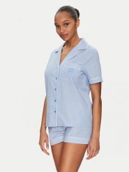 Guess Piżama O5GX10 WH1K1 Niebieski Regular Fit. Niebieskie piżamy damskie Guess, m, z aplikacjami, z bawełny, bez ramiączek. Za 219.99 zł.