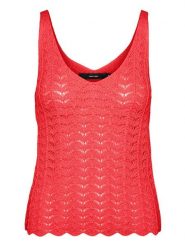 Vero Moda Top dzianinowy w kolorze czerwonym rozmiar: L. Czerwone topy damskie Vero Moda, l, bez wzorów, z dzianiny, bez kołnierzyka. Za 101.23 zł.