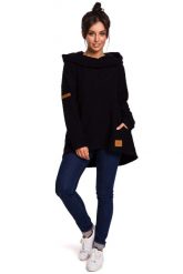 Czarna Asymetryczna Bluza Oversize z Kapturem. Czarne bluzy z kapturem damskie MOE, l, z bawełny. Za 253.90 zł.