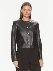 Boss Kurtka skórzana Samarie 50505500 Czarny Slim Fit. Czarne kurtki damskie Boss, bez wzorów, ze skóry, bez kaptura. Za 2,799.00 zł.