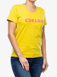 Koszulka bawełniana damska Edelrid Corporate T-Shirt II. Żółte t-shirty damskie EDELRID, m, bez wzorów, z bawełny, bez kołnierzyka. Za 126.70 zł.