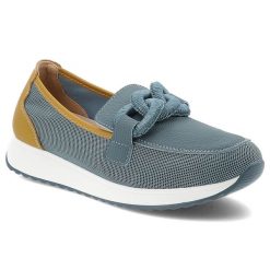 Niebieskie Półbuty S.Barski Modne Obuwie Damskie. Niebieskie półbuty damskie S.BARSKI, z aplikacjami, z materiału, eleganckie, bez obcasa. Za 239.00 zł.