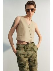 Trendyol Kamizelka w kolorze beżowym rozmiar: 32. Brązowe kamizelki damskie Trendyol, z bawełny. Za 56.66 zł.