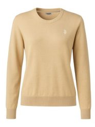 U.S. Polo Assn. Sweter w kolorze beżowym rozmiar: L. Brązowe swetry klasyczne damskie U.S. Polo Assn., l, z bawełny, bez kołnierzyka. Za 121.80 zł.