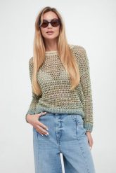 Sweter damski lniany Liuto3 WEEKEND MAX MARA. Swetry klasyczne damskie Weekend Max Mara, l, ze lnu, bez kołnierzyka. W wyprzedaży za 967.20 zł.