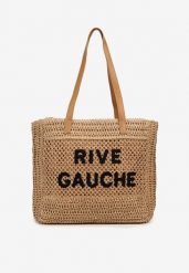 Beżowa Pleciona Torebka Boho z Naszytym Napisem Jusbia. Brązowe torebki klasyczne damskie Renee, bez wzorów, z jeansu, bez dodatków. Za 84.99 zł.