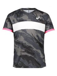Asics Koszulka sportowa w kolorze czarno-szarym rozmiar: S. Czarne t-shirty sportowe męskie Asics, s, z materiału, bez ramiączek, outdoorowe. Za 131.43 zł.