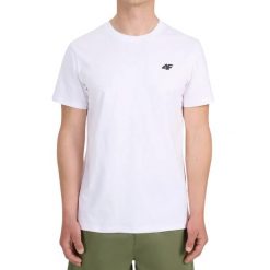 Koszulka męska 4F - bawełniany T-shirt, regular fit. Białe t-shirty męskie 4f, m, bez wzorów, z bawełny, bez kołnierzyka. Za 45.99 zł.