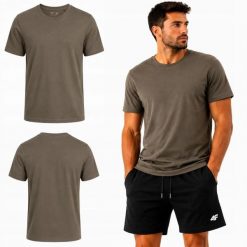 4F KOSZULKA MĘSKA T-SHIRT SPORTOWY KOLEKCJA LIMITOWANA M3947 SS26. Brązowe t-shirty sportowe męskie 4f, m, z bawełny, bez ramiączek, na fitness i siłownię. Za 54.99 zł.