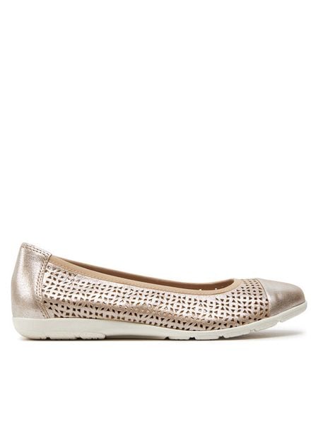 Caprice Baleriny 9-22151-42 Złoty. Żółte baleriny damskie Caprice, bez wzorów, ze skóry, bez obcasa. Za 182.99 zł.