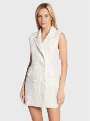 Glamorous Sukienka dzianinowa CK6798 Biały Regular Fit. Białe sukienki damskie Glamorous, bez wzorów, z dzianiny, bez kołnierzyka, bez ramiączek. Za 229.99 zł.