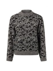 Marie Lund sweter z dzianiny z wełną i moherem Kobiety Wełna szary|czarny, XL. Czarne swetry klasyczne damskie Marie Lund, xl, z dzianiny, bez kołnierzyka. Za 299.95 zł.