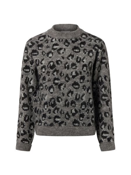Marie Lund sweter z dzianiny z wełną i moherem Kobiety Wełna szary|czarny, XL. Czarne swetry klasyczne damskie Marie Lund, xl, z dzianiny, bez kołnierzyka. Za 299.95 zł.