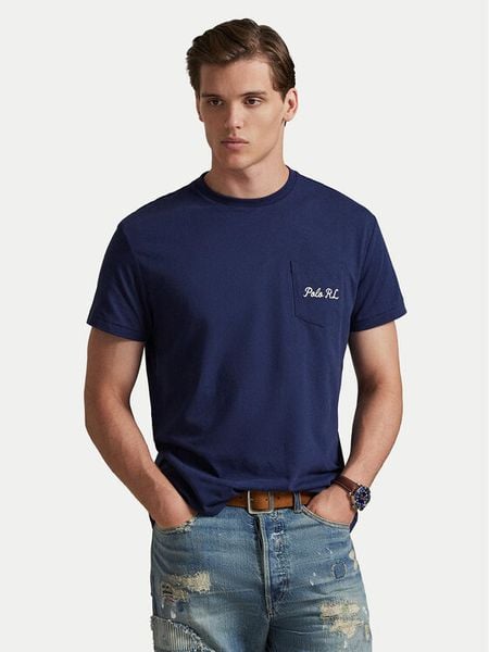 Polo Ralph Lauren T-Shirt 710B16610001 Granatowy Regular Fit. Niebieskie koszulki polo męskie Polo Ralph Lauren, m, bez wzorów, z bawełny, bez ramiączek. Za 639.99 zł.