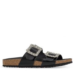 Klapki Geox. Czarne klapki damskie Geox, bez wzorów, bez obcasa. Za 319.99 zł.