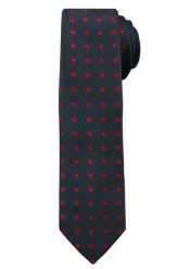 Ciemnogranatowy Elegancki Męski Krawat -ALTIES- w Czerwone Kropki, Groszki. Czerwone krawaty i muchy męskie Alties, bez wzorów, z tkaniny, eleganckie. Za 49.00 zł.
