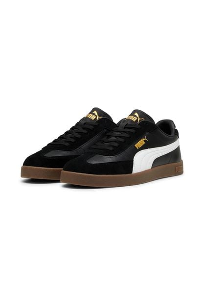 Buty damskie sportowe sneakersy Puma CLUB II ERA. Czarne buty sportowe na co dzień damskie Puma, bez wzorów, ze skóry, do piłki nożnej. Za 209.99 zł.