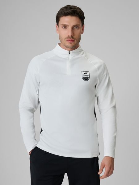 4F Bluza piłkarska regular szybkoschnąca męska - biała XL. Białe bluzy bez kaptura męskie 4f, m. Za 179.99 zł.