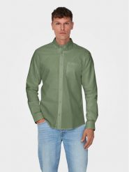 Only & Sons Koszula Neil 22019669 Zielony Slim Fit. Zielone koszule męskie Only & Sons, m, bez wzorów, z bawełny, bez kołnierzyka, bez ramiączek. Za 109.99 zł.