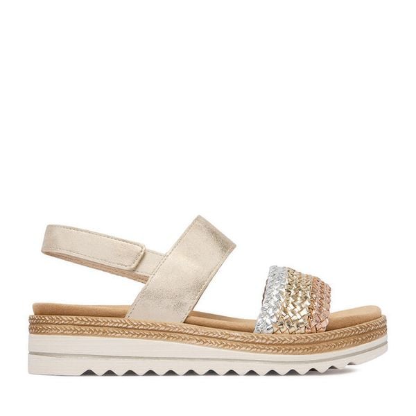 Sandały Remonte. Żółte sandały damskie Remonte, bez wzorów, bez obcasa, na płaskiej podeszwie. Za 379.99 zł.