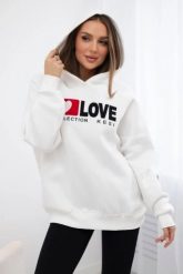 Bluza bawełniana ocieplana z kapturem Love ecru. Bluzy z kapturem damskie KESI, l, z bawełny. Za 271.84 zł.