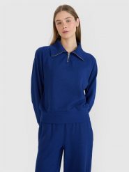 4F Bluza dresowa oversize nierozpinana bez kaptura damska - granatowa L. Niebieskie bluzy bez kaptura damskie 4f, l, z bawełny. W wyprzedaży za 99.99 zł.