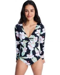 Jednoczęściowy kostium kąpielowy długi rękaw damski BEACH CLASSIC. Czarne stroje jednoczęściowe damskie Roxy, xs, bez wzorów. Za 339.99 zł.