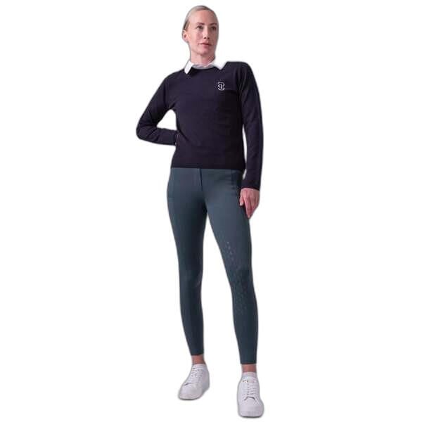 Sweter z dzianiny z logo dla kobiet PS of Sweden. Niebieskie swetry klasyczne damskie PS OF SWEDEN, na zimę, z dzianiny, bez kołnierzyka. Za 570.50 zł.